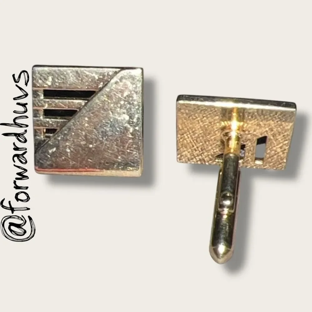 Swank Gold Tone Cufflinks – 3/4” Cutout Stripe Design